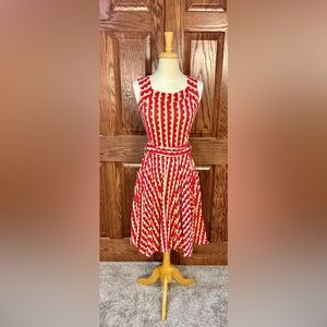 Effie’s Heart Red Scalloped Striped Dress